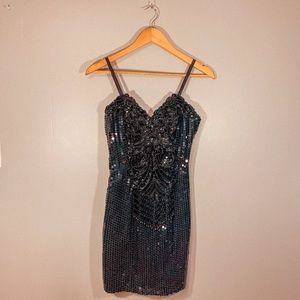 Vintage 80s Holiday Party Cocktail Flapper Dress